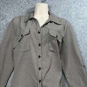 Studio works Black and beige Geometric Button-Up Shirt zs M